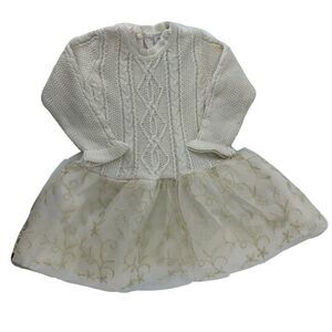 TAHARI 2T White Cable Knit Sweater Tutu Dress